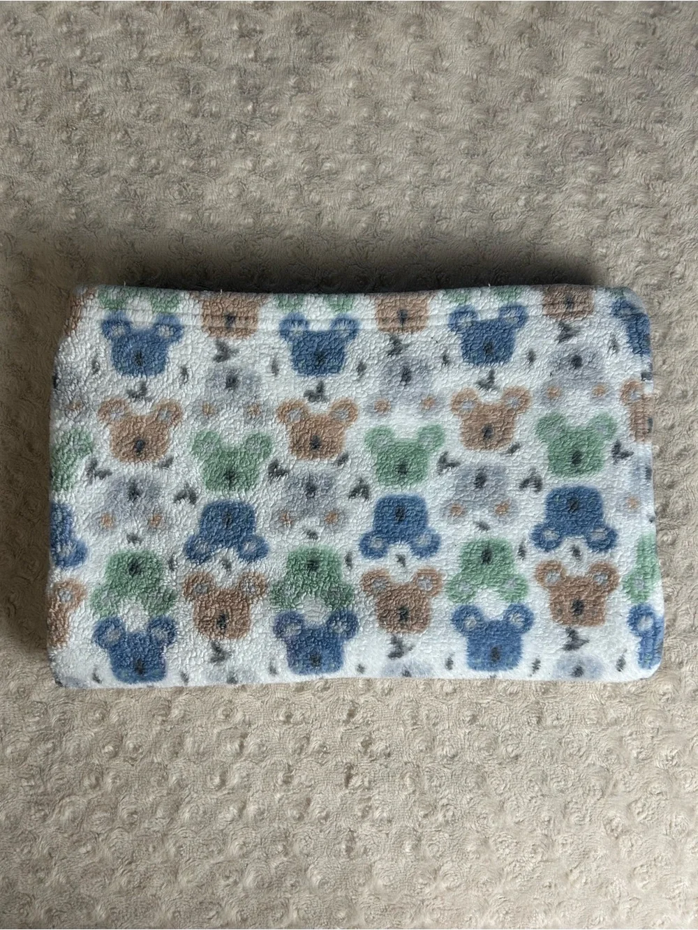 RN 36753 Koala Bear Face Head Baby Blanket Blue Green White Gray Tan